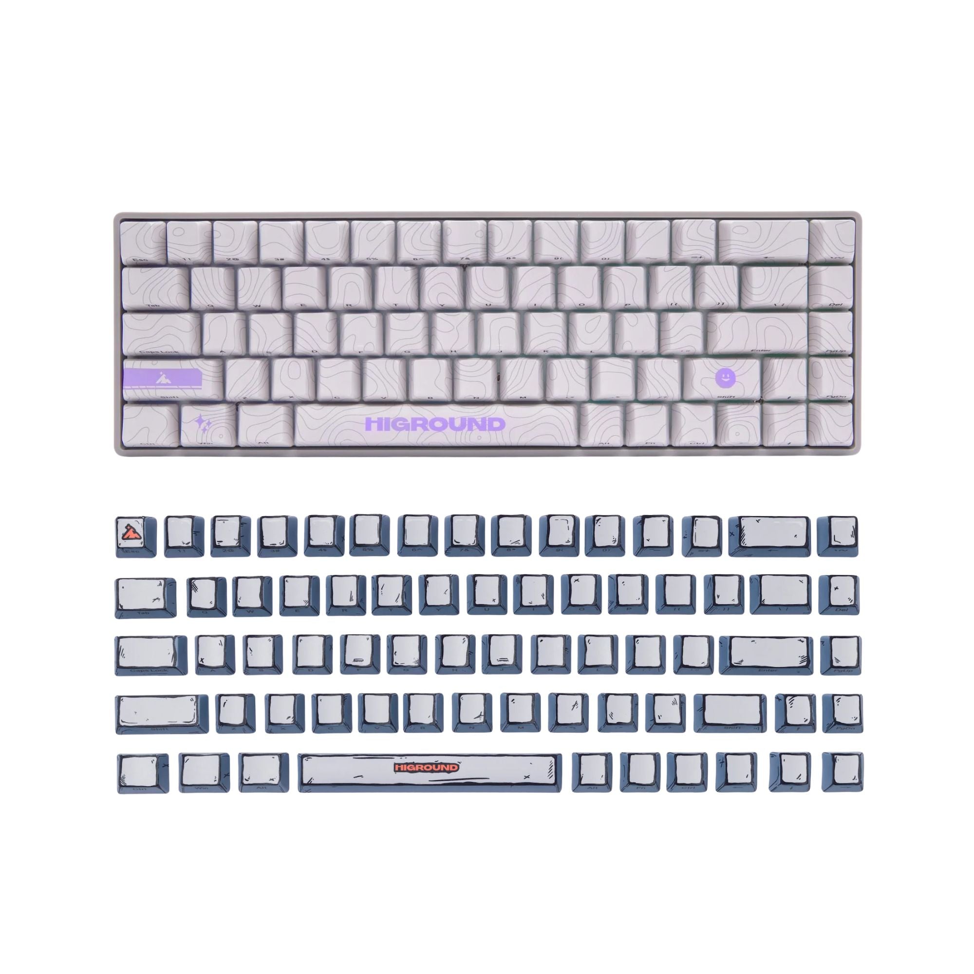Basecamp 65HE - RETROSUPER + CELSHADE 68 Keycaps - GRAY – Higround