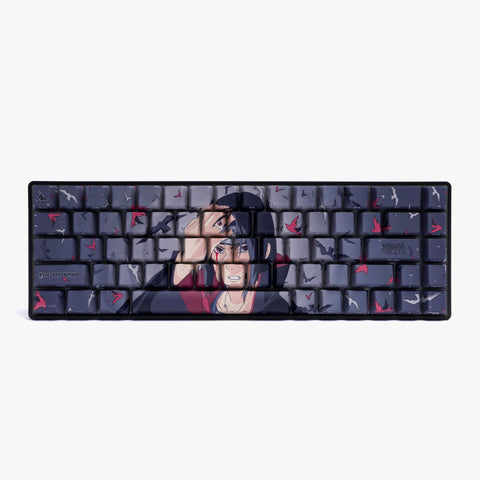 Naruto x Higround Itachi keycaps on keyboard