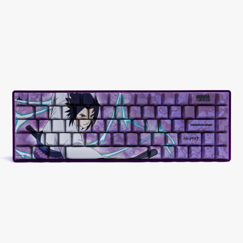 Naruto x Higround Sasuke keycaps on keyboard