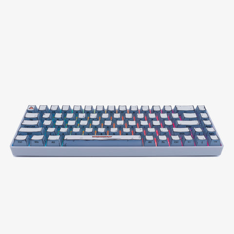 CELSHADE Base 65 Keyboard - GRAY (Milky Switch) angled front with RGB