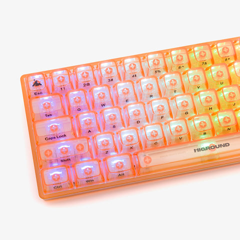 left side of CLEAR TOPAZ Base 65 Keyboard (Silent Glacier Switch)