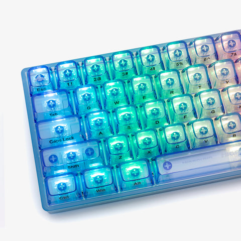 left side of CLEAR SAPPHIRE Base 65 Keyboard (Silent Glacier Switch)