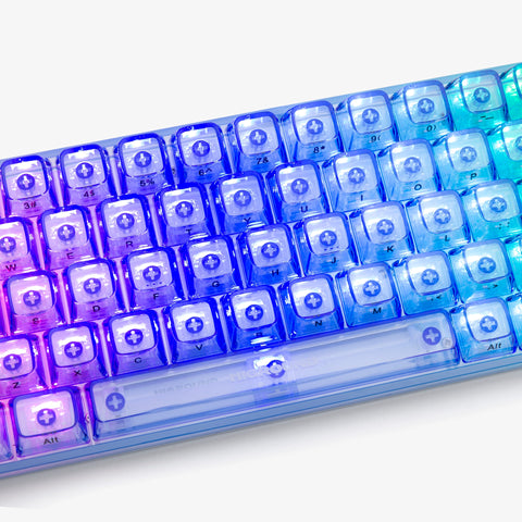 middle of CLEAR SAPPHIRE Base 65 Keyboard (Silent Glacier Switch)