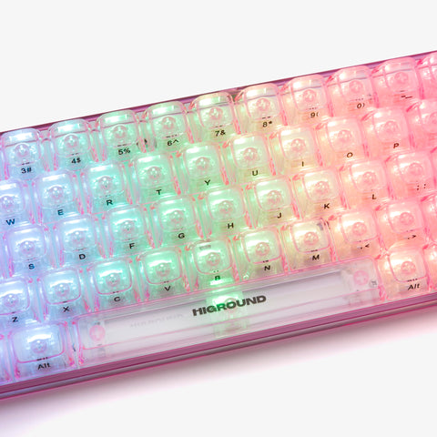 Center of CLEAR ROSE QUARTZ Base 65 Keyboard (Silent Glacier Switch)