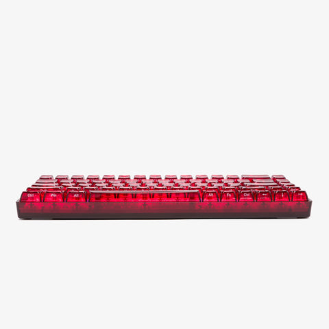 side of CLEAR RUBY Base 65 Keyboard (Silent Glacier Switch)