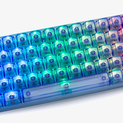 Middle of CLEAR SAPPHIRE Base 65 Keyboard (BW V2 Switch)