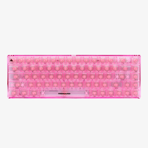 Front of CLEAR ROSE QUARTZ Base 65 Keyboard (Honey V2 Switch)