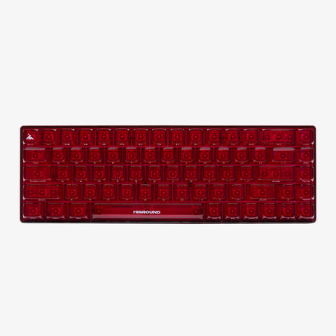 Front of CLEAR RUBY Base 65 Keyboard (White Flame Switch)