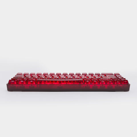 side of CLEAR RUBY Base 65 Keyboard (White Flame Switch)