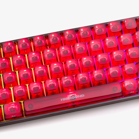 center of CLEAR RUBY Base 65 Keyboard (White Flame Switch)