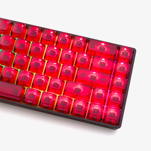 right side of CLEAR RUBY Base 65 Keyboard (White Flame Switch)