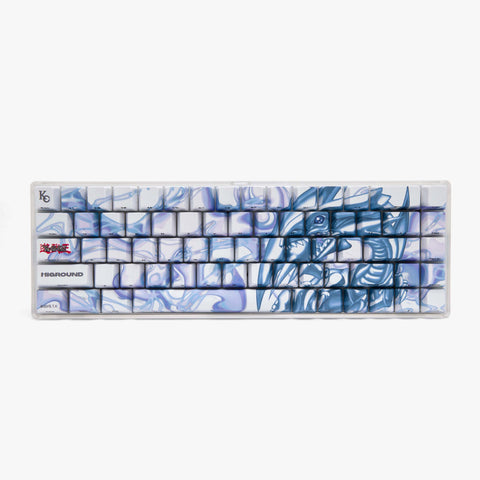Front of YGO x HG Base 65 Keyboard - Blue Eyes White Dragon