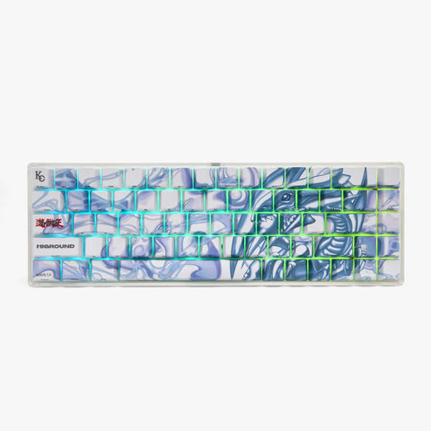 Front of YGO x HG Performance Base 65 Keyboard - Blue Eyes White Dragon