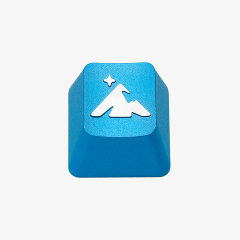 SUMMIT ARTISAN KEYCAP - front shot of blue body with silver Higround logo on top