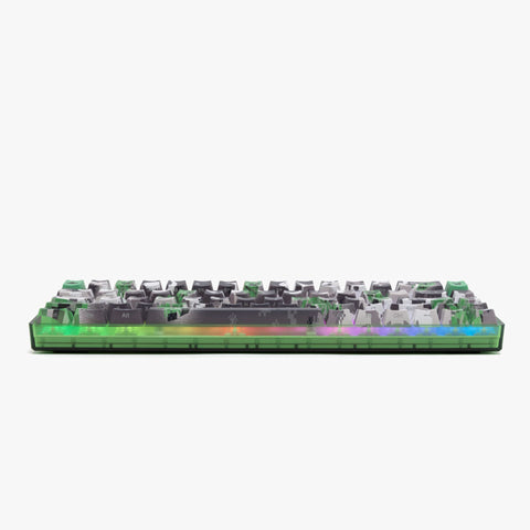 HIGROUND X MINECRAFT CREEPER BASECAMP 65 KEYBOARD - front frame with lettering and RGB