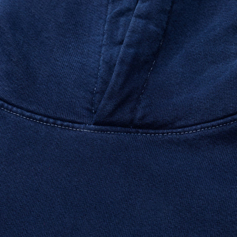 HIGROUND BLUEPRINT HOODIE - close-up on white stitching, hood