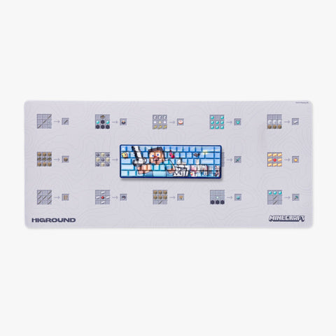 HIGROUND X MINECRAFT CRAFT GUIDE MOUSEPAD - FRONT WITH STEVE & ANIMALS KEYBOARD ON TOP