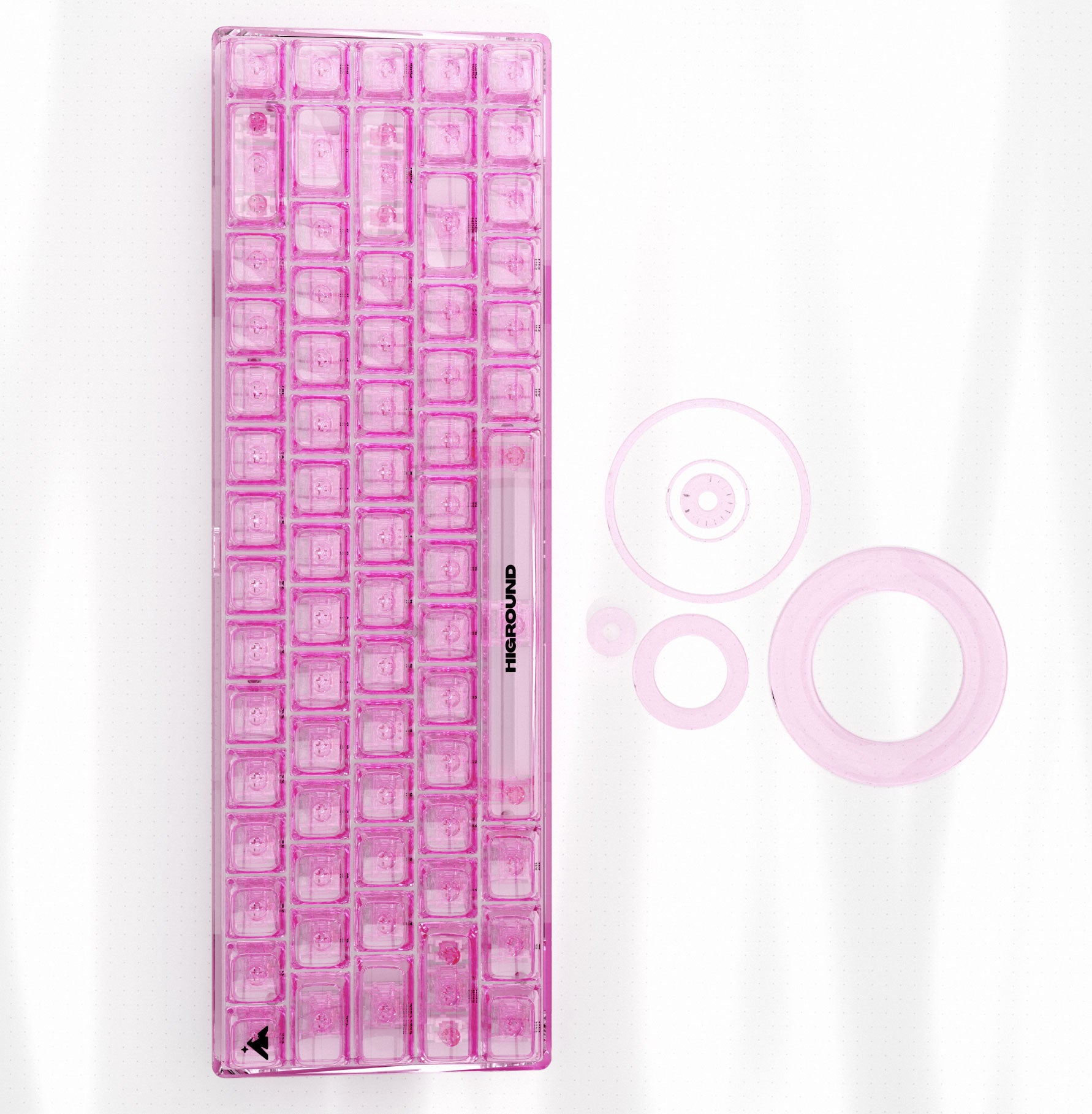 CLEAR ROSE QUARTZ Basecamp 65 Keyboard (Silent Glacier Switch) – Higround