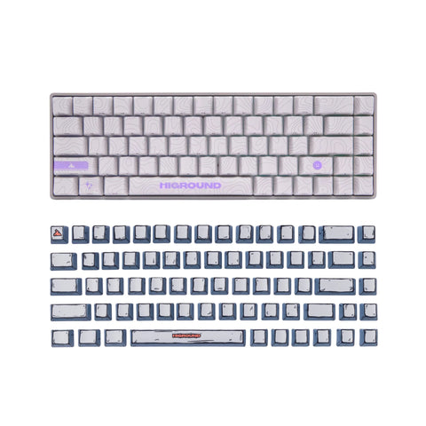 Front of Basecamp 65HE - RETROSUPER + CELSHADE 68 Keycaps - GRAY