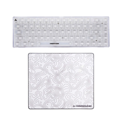 Front of Basecamp 65 OPAL (White Flame) + Hybrid Large Mousepad - Snowstone